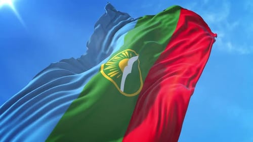 Realistic Waving Flag Animation on Blue Sky