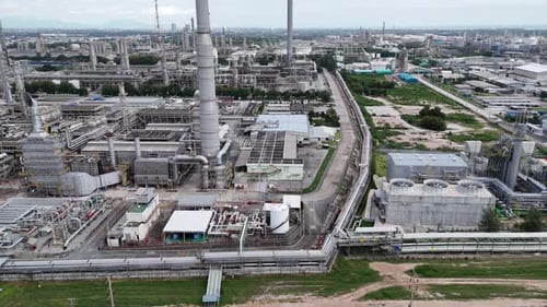 Industrial facility overview with advanced machinery and infrastructure in operation