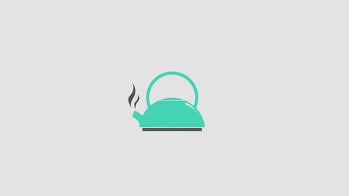 Animated Flat Design Kettle Steaming Icon
