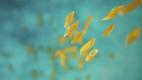 Pasta Falls in Slow Motion in the Kitchen