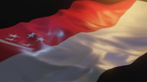Singapore National Flag Waving Loop Animation