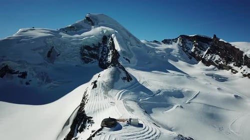 Large view of the allalin mountain in the swiss alps, Saas Fee