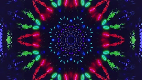 Dynamic Neon Kaleidoscope Abstract Light Tunnel