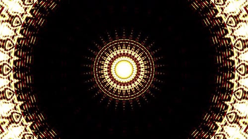 Orangefarbener, kreisförmiger Kaleidoskop-Hintergrund mit Mandala