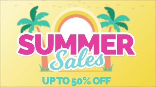 Animated Summer Sales Title in Flat Design Style