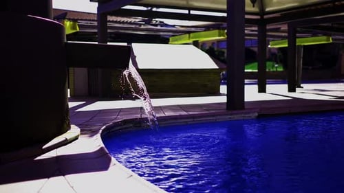 Water flows from pool fountain