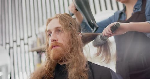 Hair Styling at a Salon, Close Up