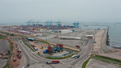 Import and export cargo port where is a part of shipping dock