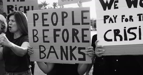 Crowd of Diverse People Protest Against Inflation and Financial Crisis - Protesters