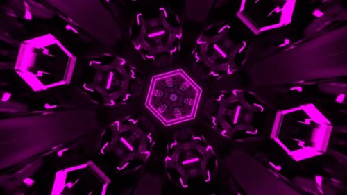 Pink And Cyan Strobe Hexagoned Tunnel Background Vj Loop In 4K