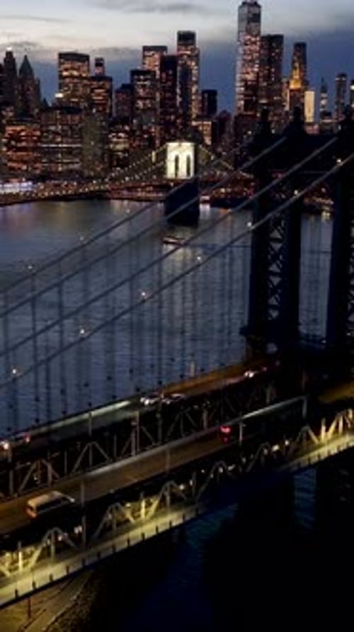Sunset in Manhattan Bridge At Manhattan In New York United States.