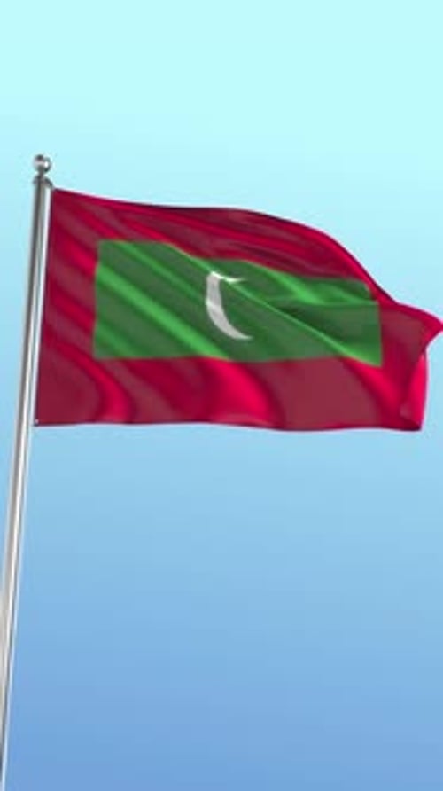 Waving Maldives National Flag Loop Vertical