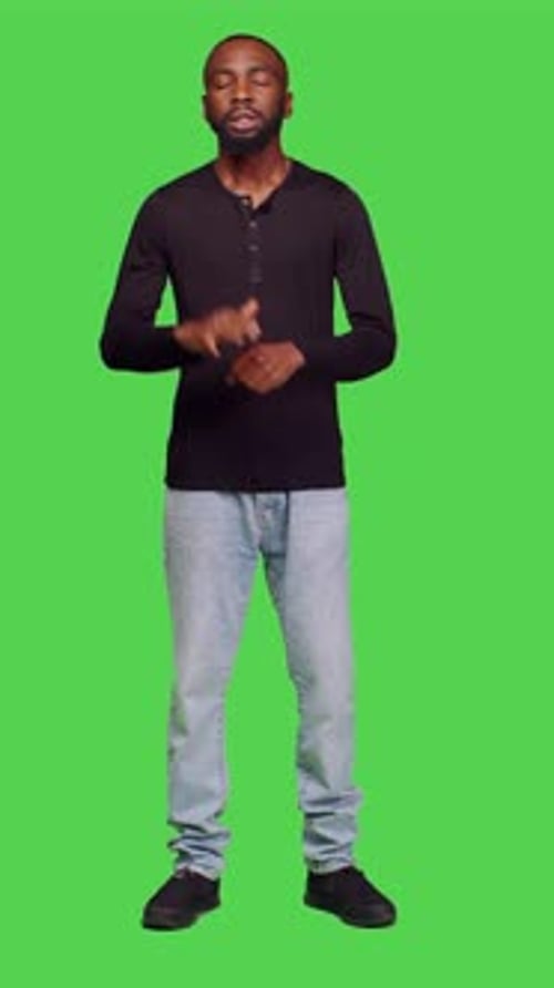 Vertical Video Front View of African American Man Being Impatient Waiting in Studio