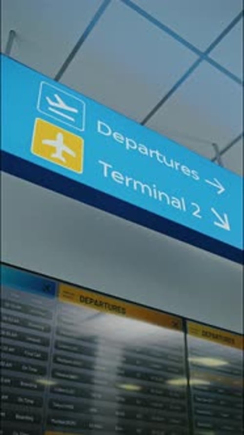 Airport Terminal Illuminated Bright LED Sign Directing Passengers to Departures And Terminals