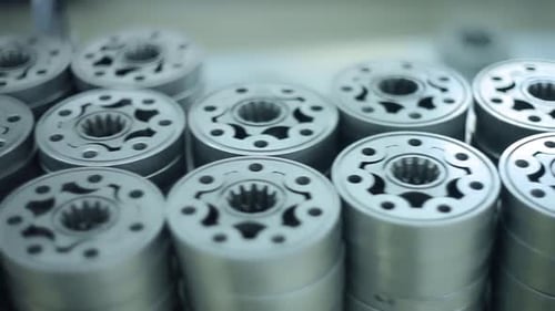 Metal billets detail close up in warehouse factory production industry