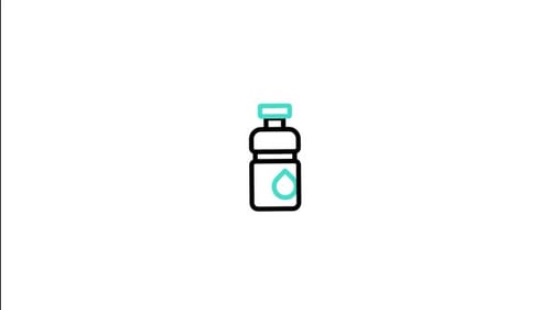 Animated Minimalist Flat Design Water Bottle Icon