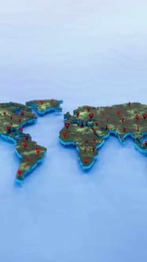 Concept de connexion réseau et de système de positionnement global. Animation abstraite de la carte du monde avec p