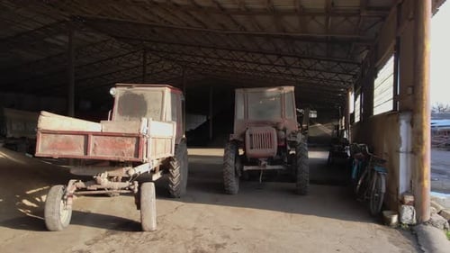 Old dirty harvesting machinery