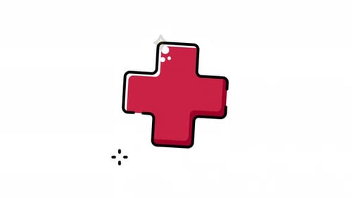 red medical cross icon animated alpha channel, animation looping video 4k