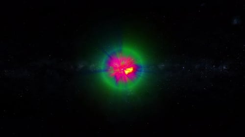 Abstract Colorful Light Orb Pulsating in Space
