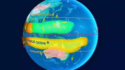 Animated Earth Globe Global Air Flow and Tropical Cyclone