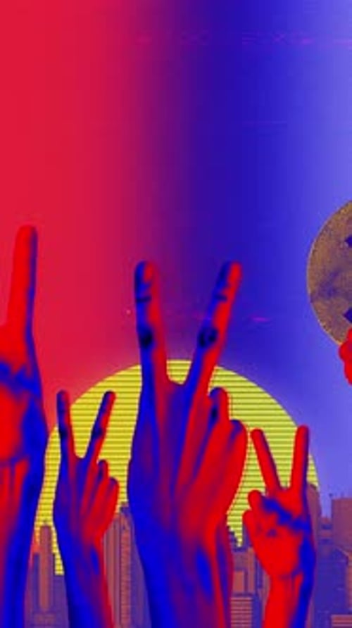 Victory Hands Portrait Abstract Background Loop
