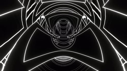 White Neon Abstract Endless Moving On Circle Background Vj Loop In 4K