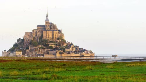 4K Mont Saint Michel island time lapse, Normandy, France