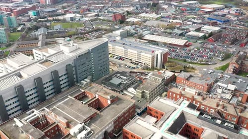 Aerial footage taken of the St James's University Hospital, A&E department and Thackray Medical