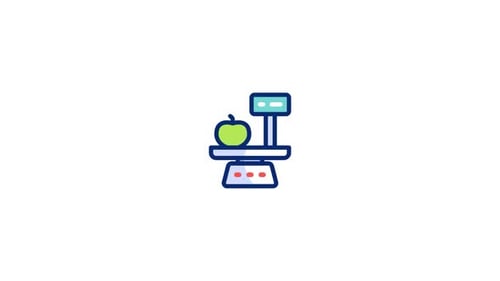Animated Apple on Weight Scale Icon