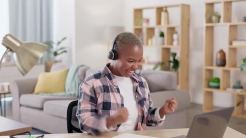 Remote work, call center success or happy black woman in a telemarketing or customer services goals