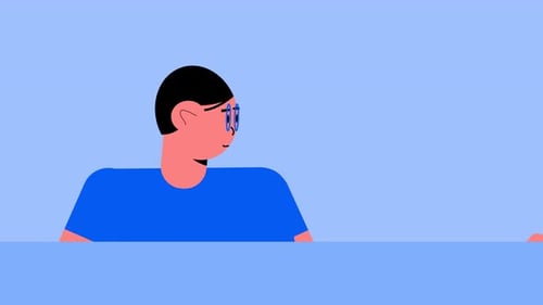 Animated Person Interacting with Financial Icons in Flat Design