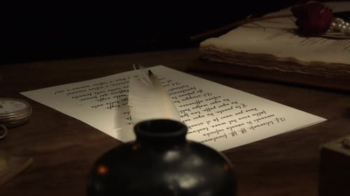 Candlelight and Antique Objects on Wooden Table