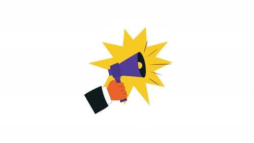 Flat Style Megaphone Announcement Animation