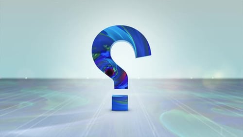 Rotation Animation 3D Fluid Question Mark In An Infinitely Bright Environment Background