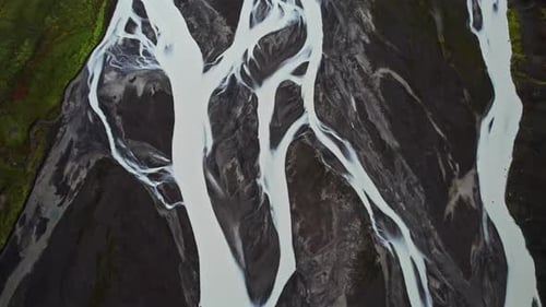 Drone Over Braided River And Estuary