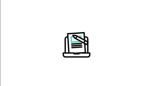 Flat Design Document Completion on Laptop Animation