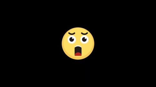 Flat Design Animated Surprised Emoji Face Icon