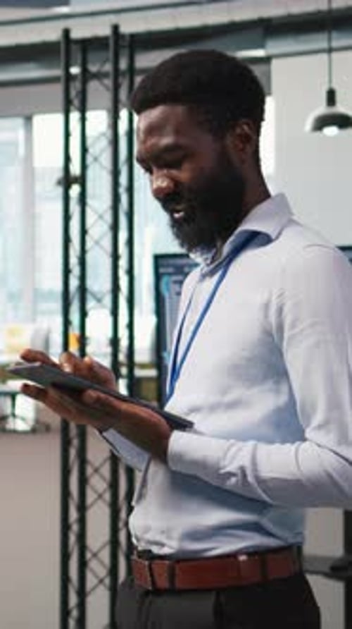 Vertical Video Happy Programmer Designing and Developing Software Applications