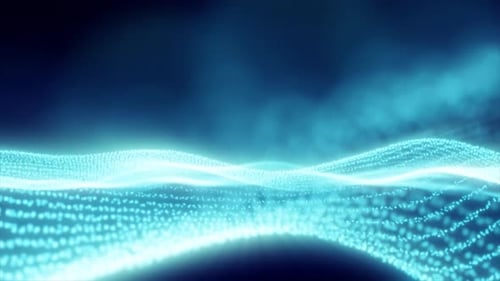 Ondas mágicas abstractas de energía azul a partir de partículas brillantes