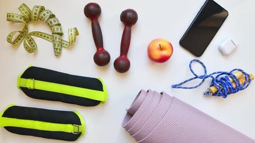 Gym Accessories On White Background (Zoom In)