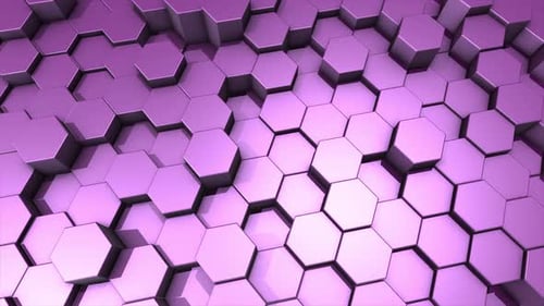 Seamless Abstract 3D Hexagon Grid Waving Loop Background