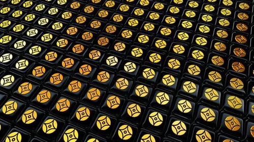 Shimmering Golden Abstract Grid Loop Background