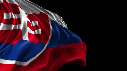 Slovakia Flag Waving Seamless Loop Animation on Black