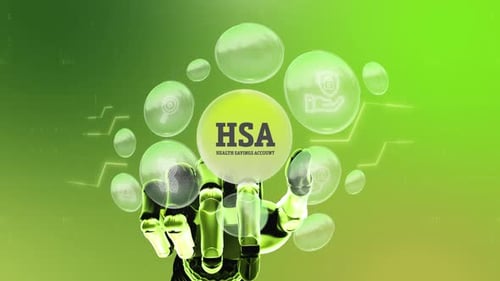 Robotic Hand Reveals Health Savings Account Concept with Icons