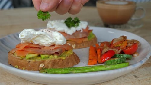Toast with Avocado, Salmon, and Eggs
