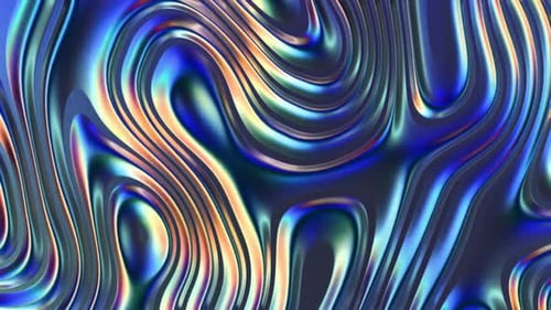 Colorful abstract wavy lines with rainbow gradient on dark background