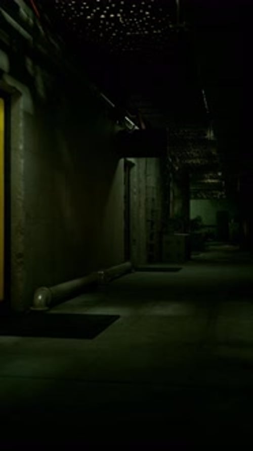 Dimly Lit Hallway With Yellow Door