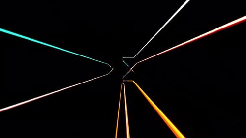 3D Abstrakte leuchtende helle Linien setzen Welle, bunter, schwarzer Hintergrund