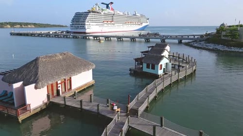 aerial shot of Amber cove cruise terminal, puerto Plata, Dominican Republic. 4k.